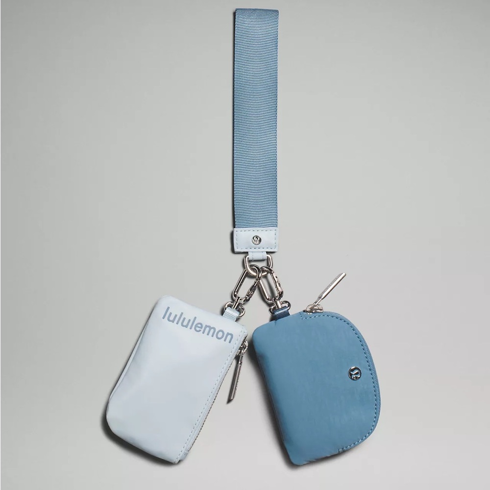 lululemon athletica light blue and powder blue wristlet key pouch set